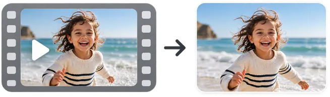 A motion photo of a child converted to a still image