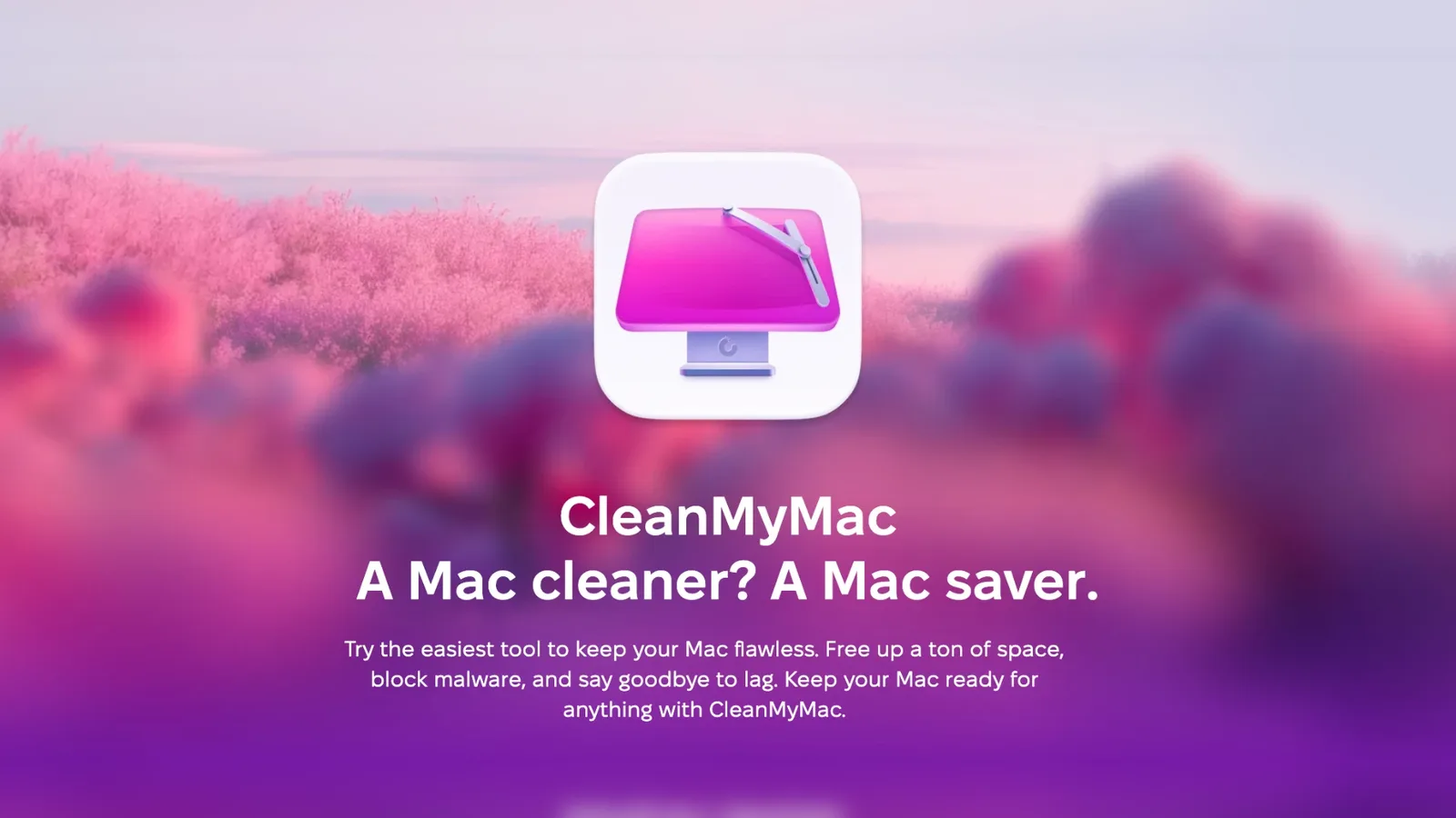 CleanMyMac marketing graphic showing the app icon with a windshield wiper above the headline A Mac cleaner? A Mac saver.