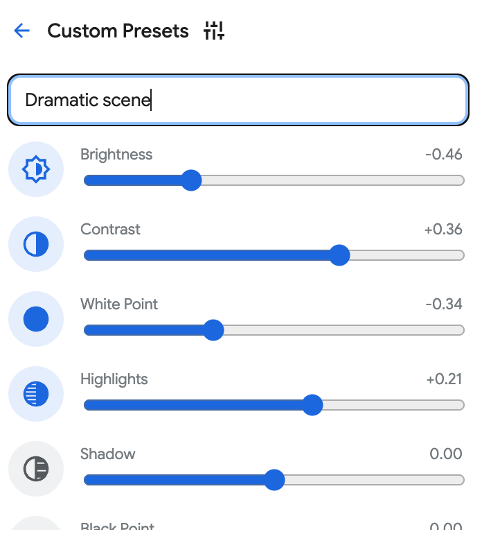 Batch Custom Preset with named Google Photos adjustment values